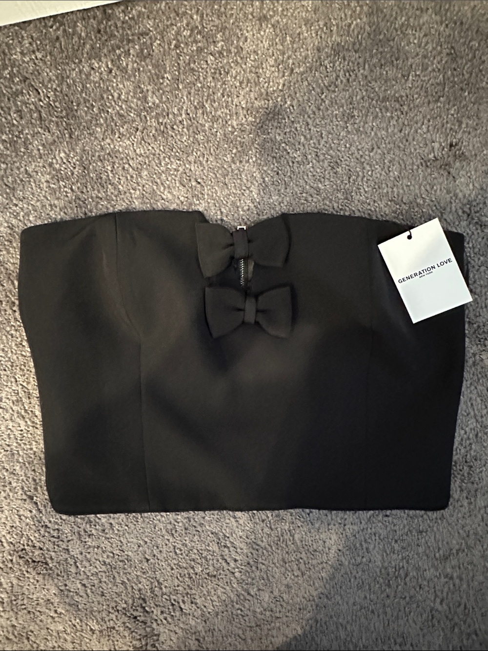 Generation Love Black Strapless Bustier with Bow Accents